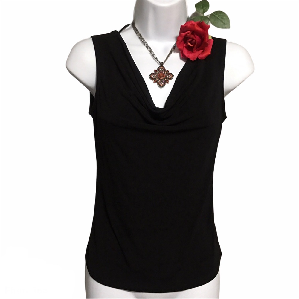 Hiatus Black Drape Cowl Neck Sleeveless Tank Top Medium WhimsyGoth Office Siren